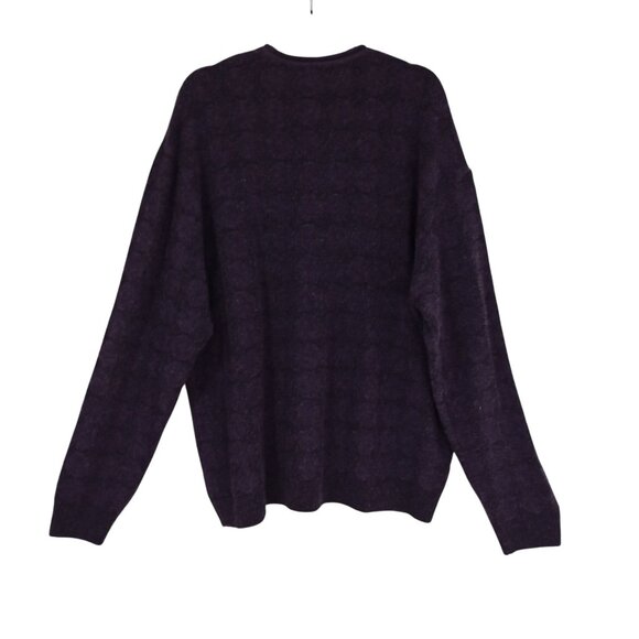 Bugatchi Uomo Sweater Men XL Purple Wool Blend Crewneck Subtle Checkered Pattern - Picture 5 of 8